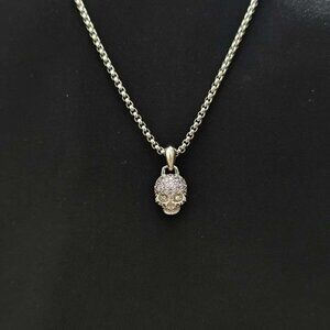 David Yurman Sterling Silver Purple Sapphire Skull Amulet